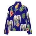 thumbnail image 6 of Jackets for Women Winter Coat Jackets Flannel Stand Collar Jacket(Elephant Parrot Floral Navy Print,Size:S-4XL), 6 of 7