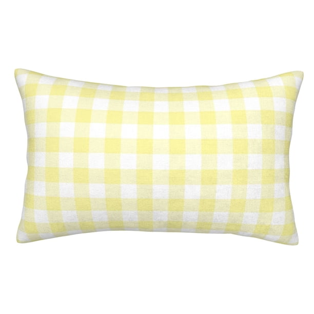 Fotbe Lemon Yellow Checkboard Funda de Almohada Decorativa Estilo Occidental, Lujo en Algodón, Fundas para Almohadas King, Cojín Estampado para Decoración del Hogar-16"x24"