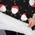 thumbnail image 3 of Oversized Wearable Blanket Hoodie,Black Christmas Santa Pattern Sherpa Blanket Hoodie with Super Pockets,Super Warm Fuzzy Pullover for Women & Men, 3 of 6