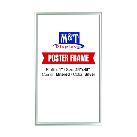 M&T Displays Snap Frame 24X48 Poster Size 1 Silver Color Profile Mitered Corners