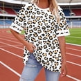 thumbnail image 2 of Otvok Women's Oversized Summer T-Shirts Animal Leopard Print Short Sleeve Workout Tees Loose Fit Plus Size Tunic Tops Casual Outfits, 2 of 6