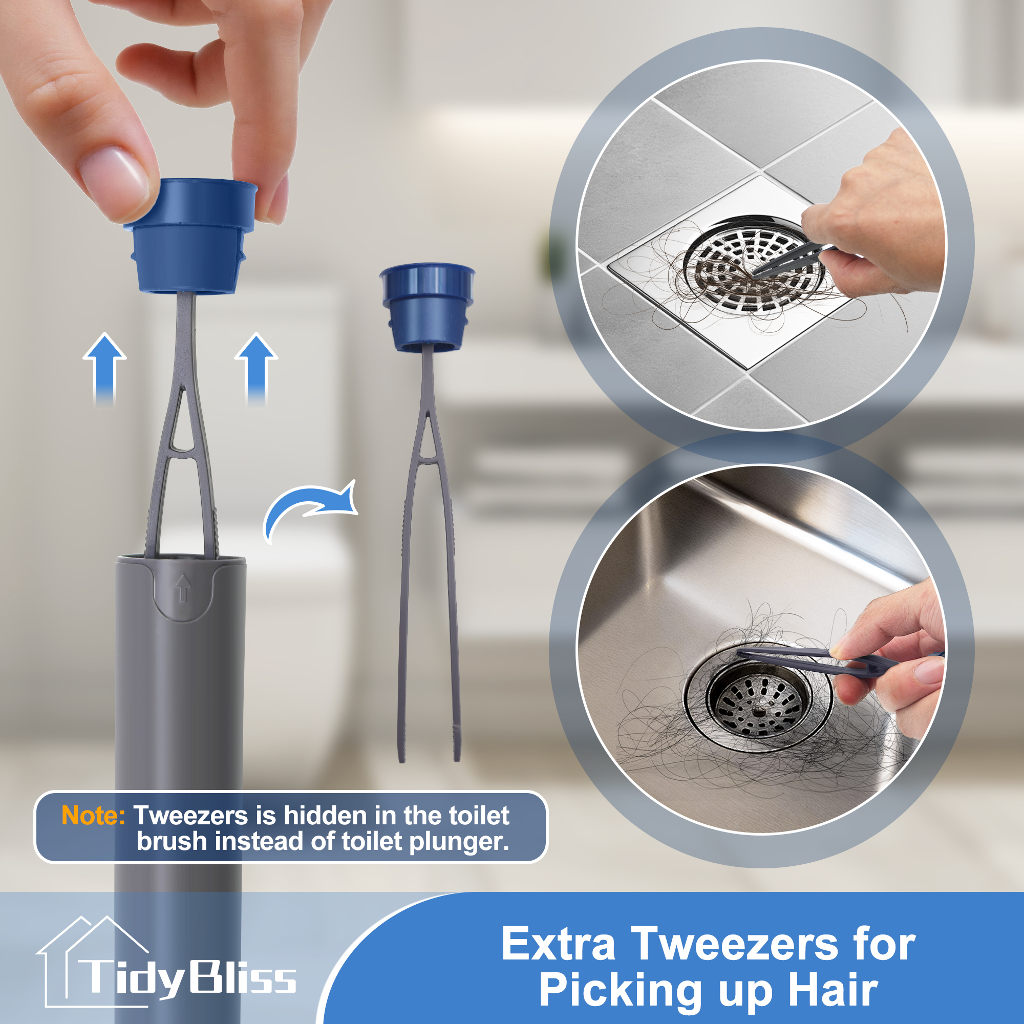 TidyBliss Toilet Brush and Plunger Set with Tweezers photo 5