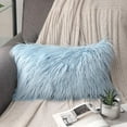 thumbnail image 2 of Phantoscope Merino Style Faux Fur Series Decorative Throw Pillow Bundle, 12" x 20"/20" x 20", Light Blue, 2 Pack, 2 of 5