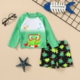 thumbnail image 3 of Younger Tree Toddler Baby Boys Swimsuits Trunk Rashguard Long Sleeve Top Shorts Two Pieces Bathing Suit Swimwear Outfit for 18-24 Months, 3 of 7