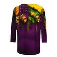 thumbnail image 5 of QATAINLAV Hoy Oferta Flash Mardi Gras Shirts for Women Plus Size Casual Round Neck Blouse Fashion Carnival Celebration 3/4 Sleeve Pullover Top Multicolor M, 5 of 6