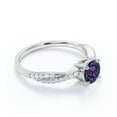 thumbnail image 4 of JeenMata 1 TCW Round-Shaped Lab Created Alexandrite and Moissanite - Infinity with Pave Accents - Prong Engagement Ring - 18K White Gold Plating over Silver, 4 of 6