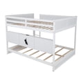 thumbnail image 4 of Queen Over Queen Bunk Bed with Charging Station, Solid Pine Wood Bunk Bed Frame with Storage Cabinets, Ladder, Full Length Guardrails for Bedroom, White, 4 of 9