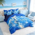 thumbnail image 2 of Manfei Oil Painting Sailboat Bedding Comforter Set for Kids Boys and Girls, Nautical Themed Full Bedding Set, Navy Reversible 7pcs, 2 of 6