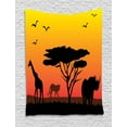 thumbnail image 1 of Wildlife Tapestry, Graphic Silhouette of Animals in Kenya Africa Landscape Hot Weather Summer Travel, Wall Hanging for Bedroom Living Room Dorm Decor, 60W X 80L Inches, Multicolor, by Ambesonne, 1 of 2