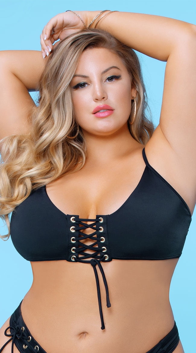 undervandsbåd krænkelse deltager Plus Size Angie Lace-up Bikini Top - Walmart.com