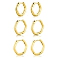 thumbnail image 1 of Juego de 3 Pares de Aros Hexagonales Minimalistas JeenMata Joyas para Uso Diario, 1 of 5