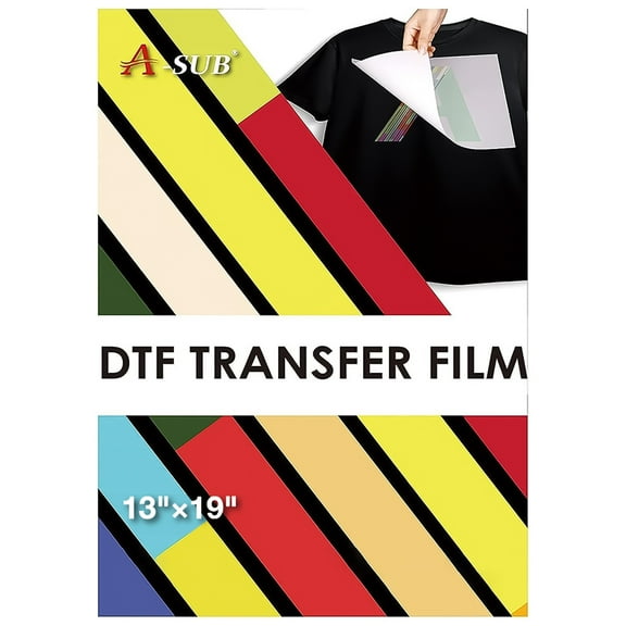 A-SUB DTF Film 13x19 DTF Transfer Sheets A3  100 Sheets Sublimation Paper for Dark Fabrics, Clear PET DTF Paper for DIY Cotton T-shirt with DTF Ink Printer