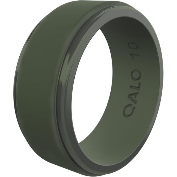 QALO Mens Black Step Edge Polished Silicone Ring – Durable Wedding Bands with Flexible Comfortable Fit – Skin-Friendly and Lightweight Design – Size 09