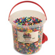 S&S Worldwide Color Splash! Pony Bead Bucket, 4 lbs - Over 6,500 Beads! Assorted Bright Plastic Beads in Portable, Stackable, Storable Bucket! For Kids, Camp, School, Groups, 6mm x 9mm w/3.5mm hole