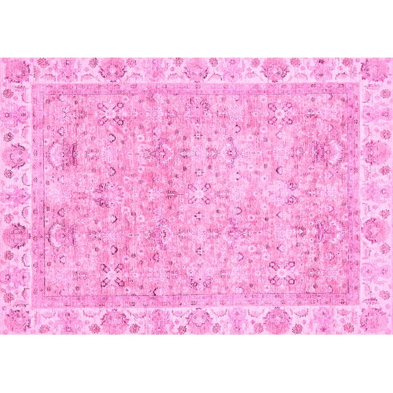 Ahgly Company Indoor Rectangle Abstract Pink Modern Area Rugs, 5' x 7'