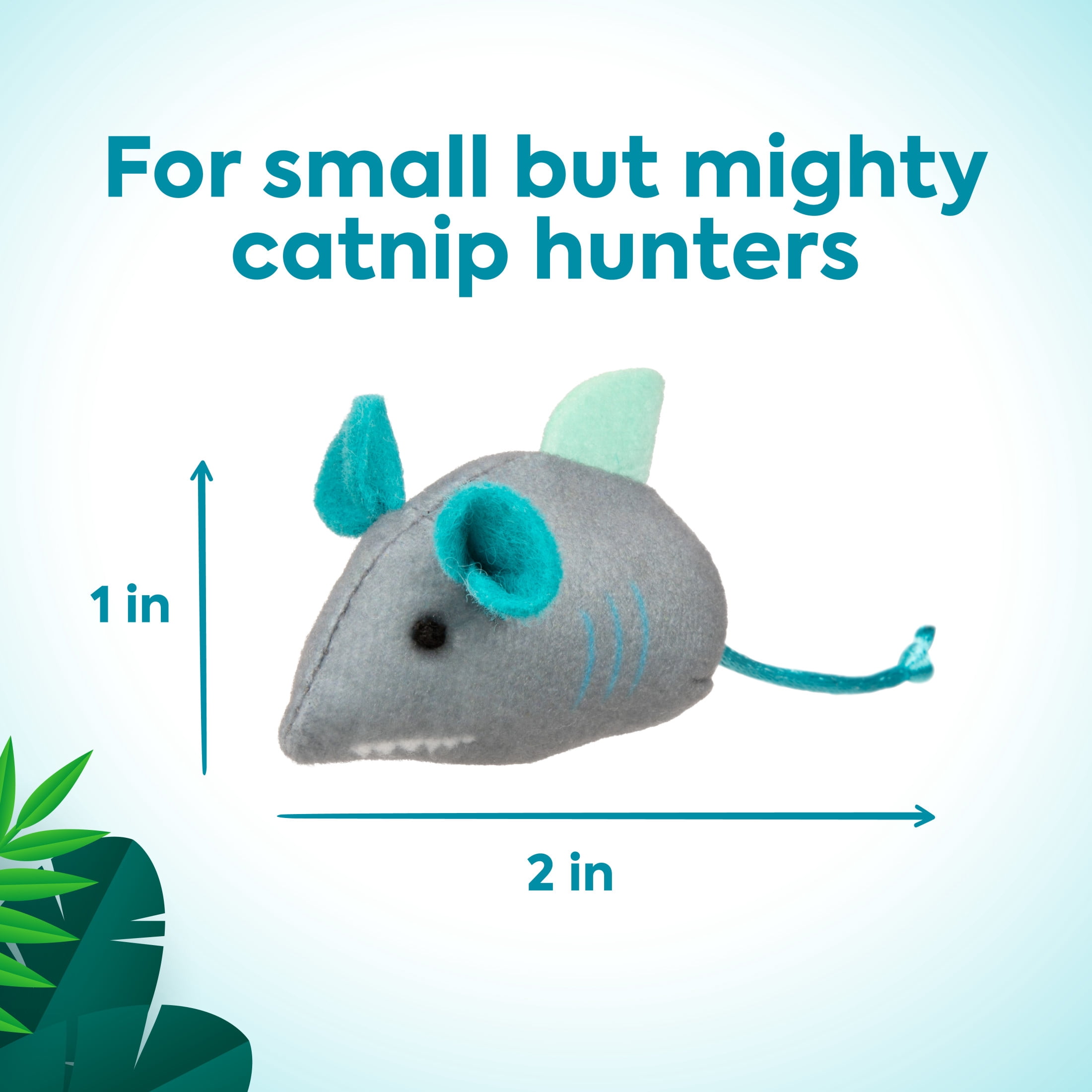 Instincts by SmartyKat Sea Life Skitters Catnip and Silvervine Cat Toys, Set of 10, Small Plush Mice with String Tails