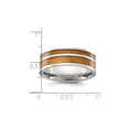 thumbnail image 4 of Gem & Harmony Mens Stainless Steel Polished Twin Wood Inlay Wedding Band Ring for Men, 4 of 6
