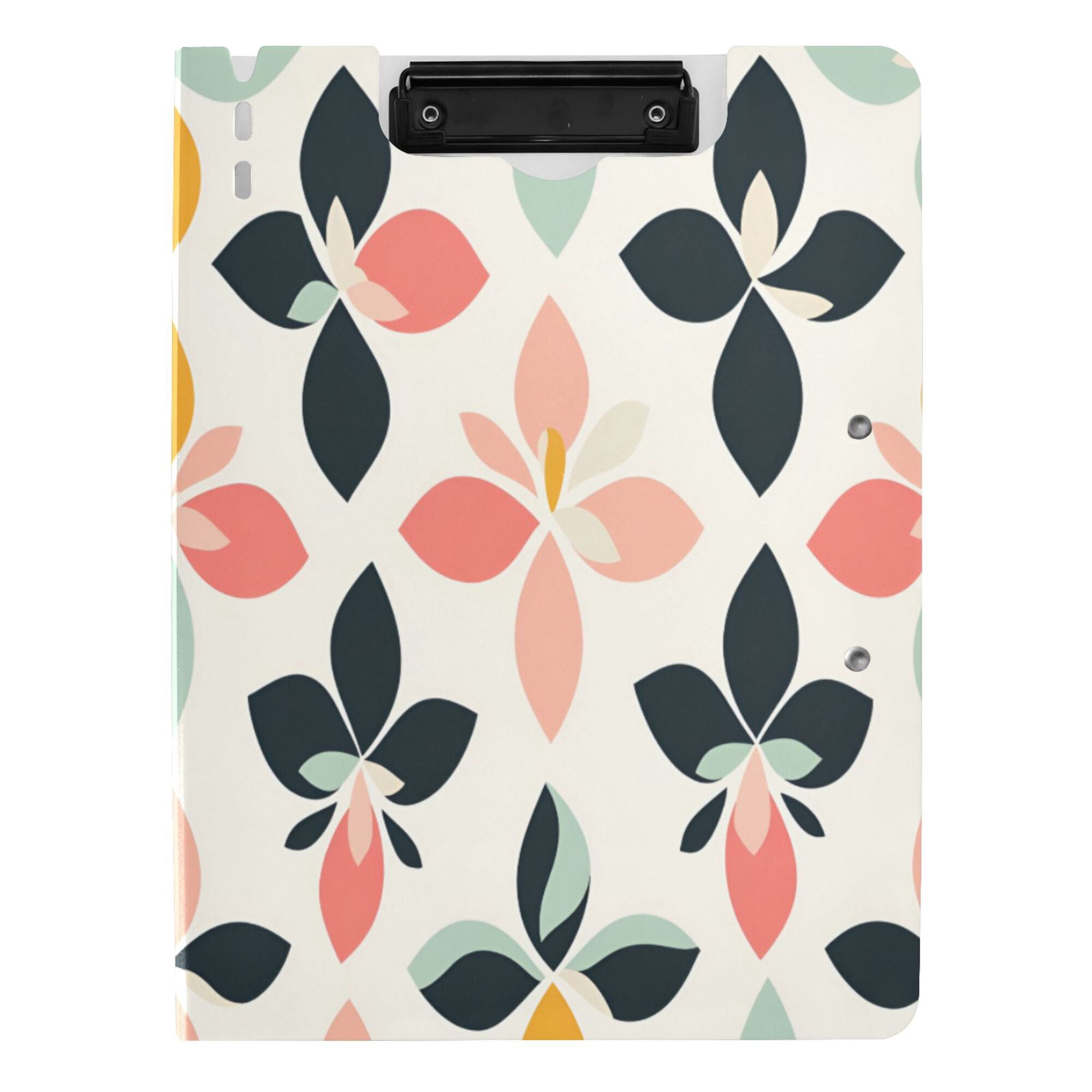 FORMRS A4 Clipboard Folder with Pen Holder Horizontal Foldable School Office Binder, Black Retro Flower