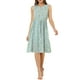 thumbnail image 1 of Vestido midi sin mangas de corte A con cuello en forma de llave y cintura ajustable, estampado de flores pequeñas, azul claro, talla XL, 1 of 7