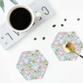 thumbnail image 4 of Fuzoiu Love You Rabbit Print Leather Coasters Set,Drink Coasters Set of 4,for Tabletop Protection, Durable PVC Coasters,Home Décor and Housewarming Gift-Hexagon, 4 of 6