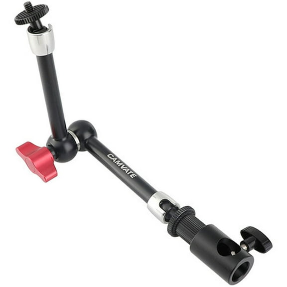 CAMVATE 11" Articulating Magic Arm with 1/4" Thread Screw Mount & Light Stand Head Adapter, Red Knob