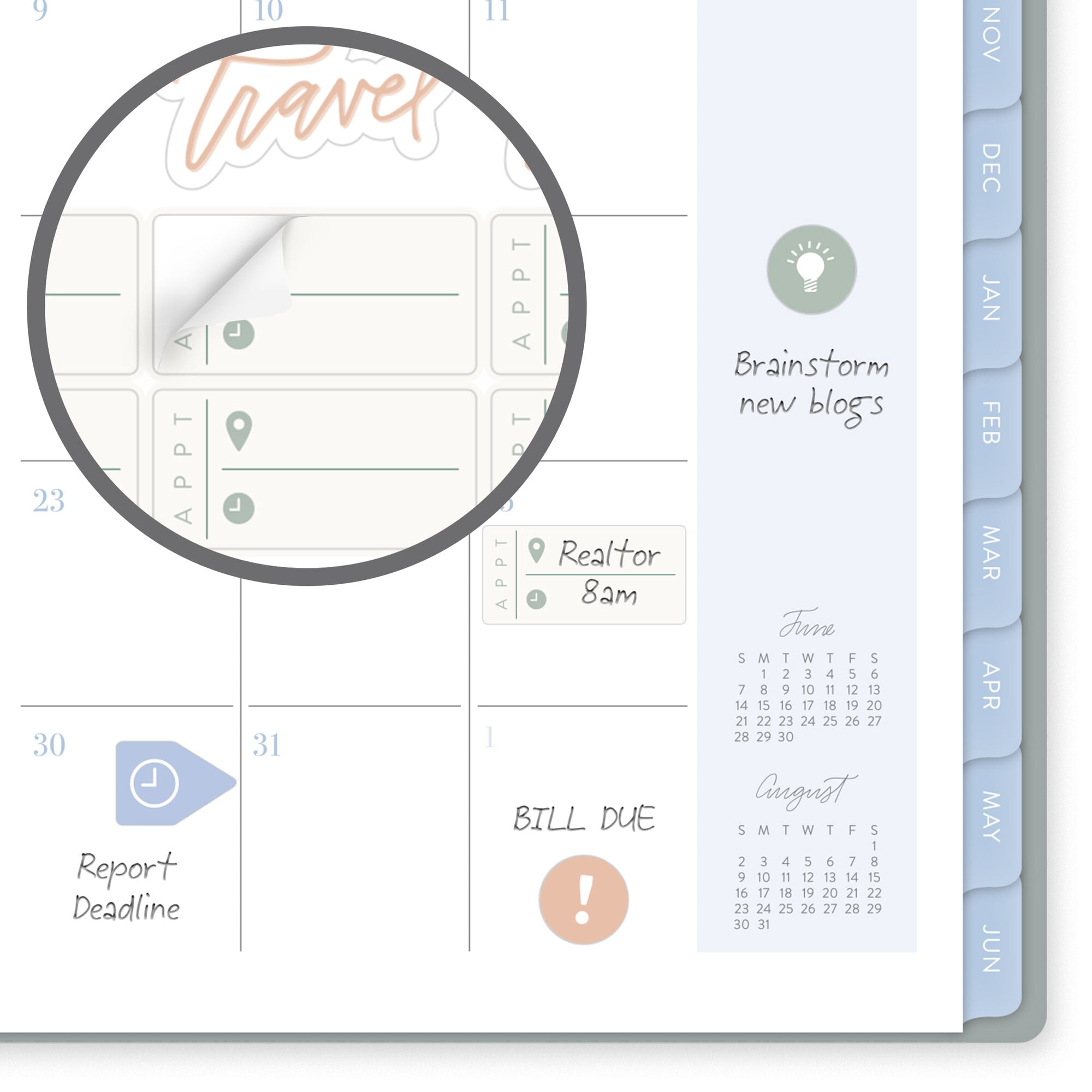 Leah Bisch for Mead Cambridge Academic 2026-2027 Weekly Monthly Planner Peony