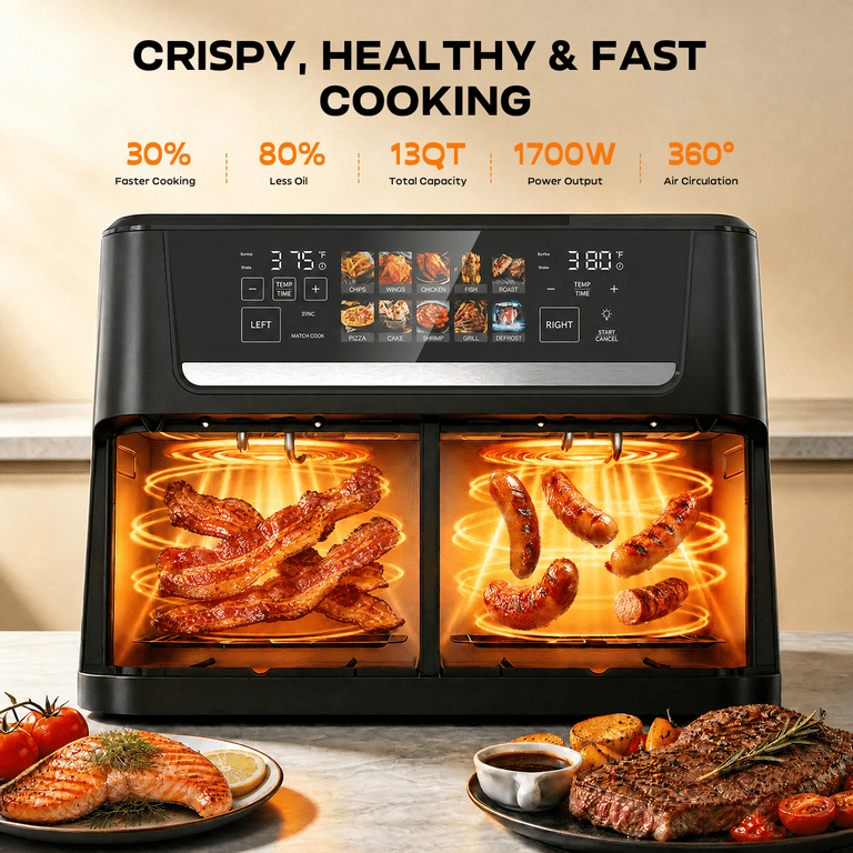 Patbrela 13QT Dual Basket Air Fryer Oven with Touchscreen photo 6