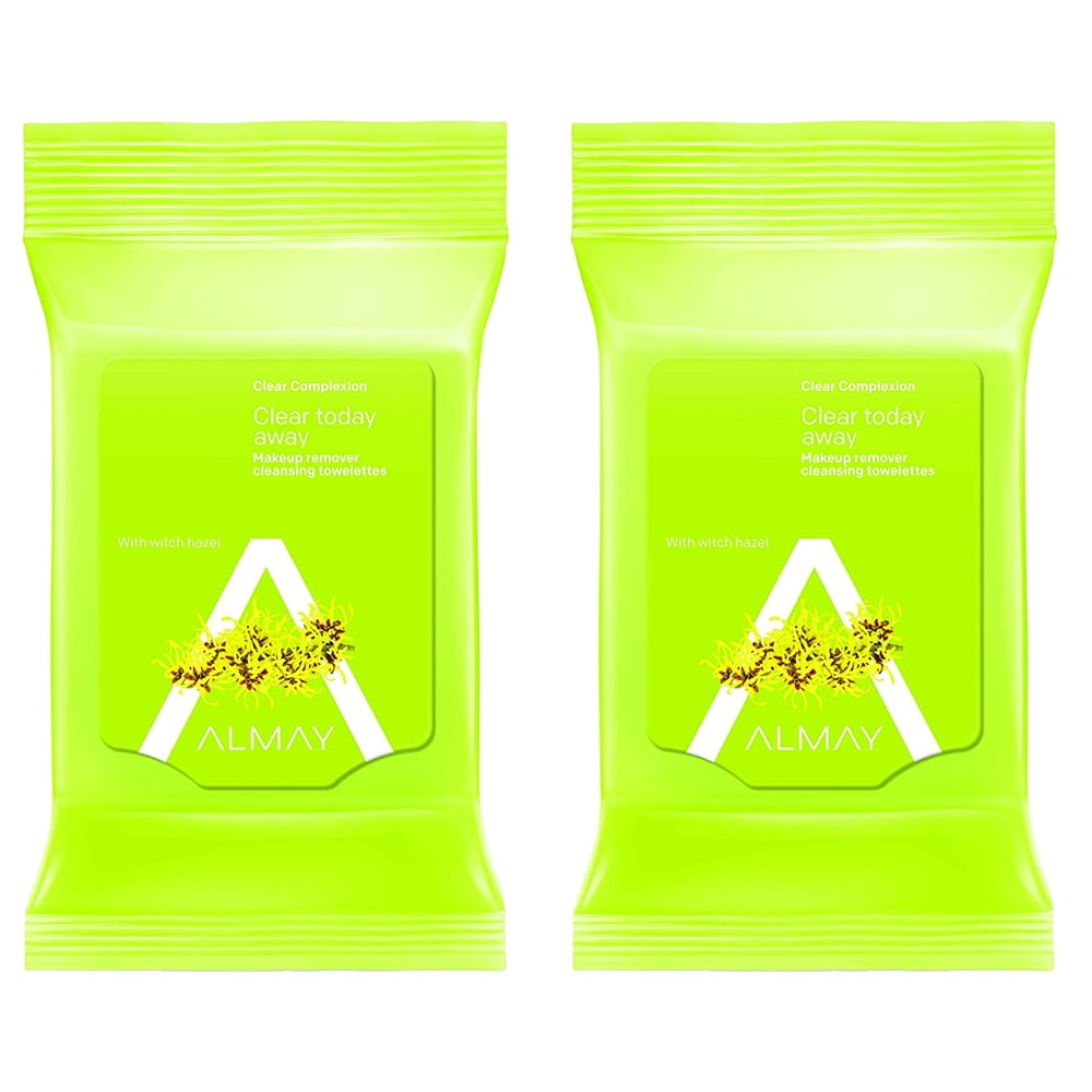 (2 Pack) Almay Clear Complexion Makeup Remover Cleansing Towelettes, Hypoallergenic, Cruelty Free, Oil Free, Fragrance Free, Ophthalmologist And Dermatologist Tested, 25 Wipes