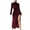 Wine Red, variant on XFLWAM Women's Mock Neck Split Thigh Midi Bodycon Cocktail Party Dress Long Sleeve Turtleneck Velvet Dresses Black S
