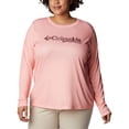 thumbnail image 6 of Columbia Women's Tidal Tee PFG Stacked Logo Long Sleeve, Tiki Pink/Kona Fill, X-Small, 6 of 9