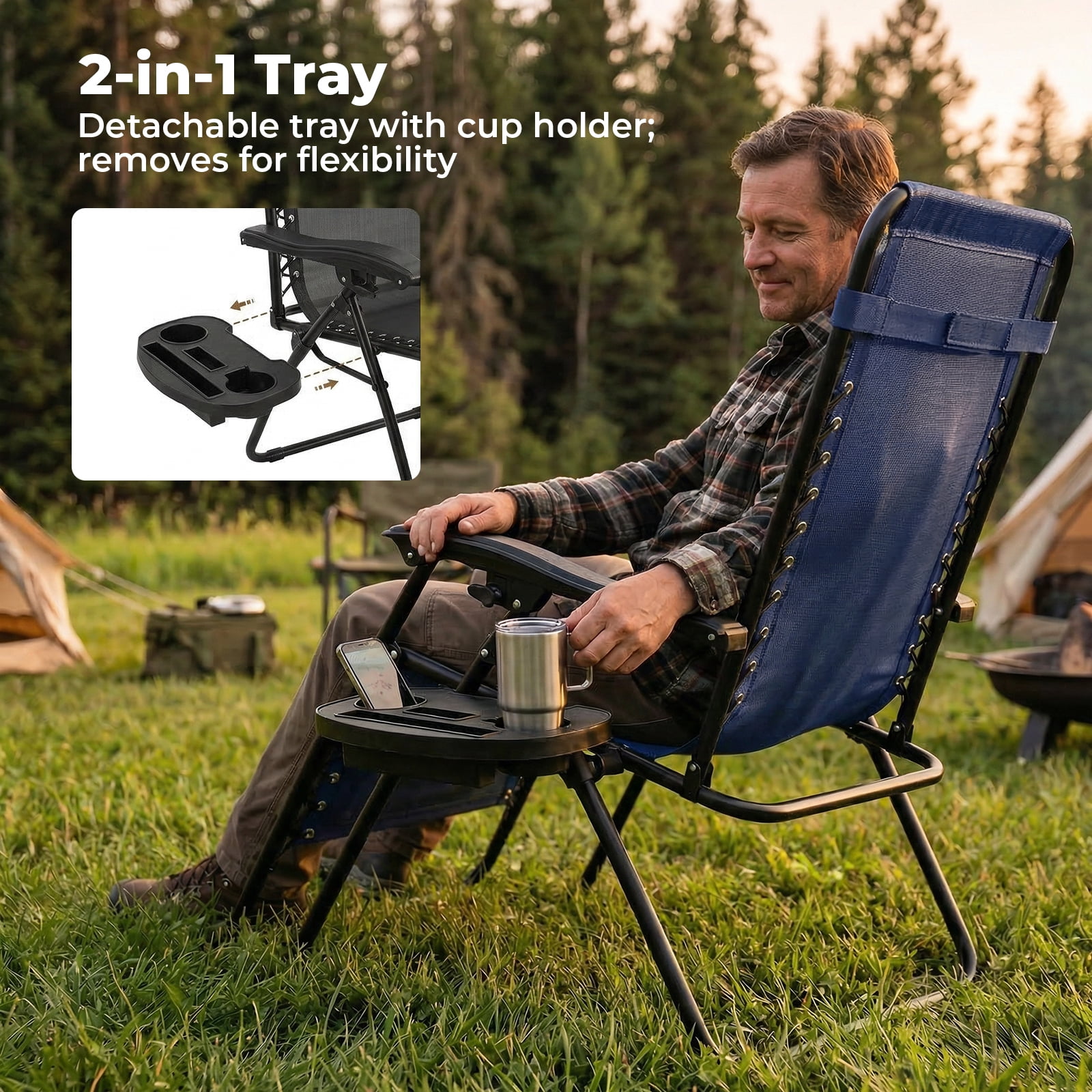 Alvantor 2-Pack Zero Gravity Lounge Chairs,Folding Recliners with Pillow & Cup Holder for Outdoor Patio, Pool, Beach