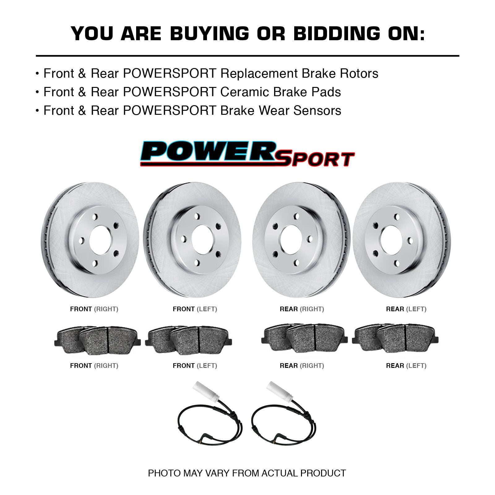 PowerSport Front Rear Brakes and Rotors Kit |Front Rear Brake Pads| Brake  Rotors and Pads| Ceramic Brake Pads and Rotors |fits 2007-2010 Mini Cooper 
