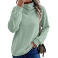 thumbnail image 2 of Sweatshirts for Women Puff Sleeve Relaxed Fit Casual Pullover with Front V Fall Versatile Comfy Tops Mint Green XXL, 2 of 8