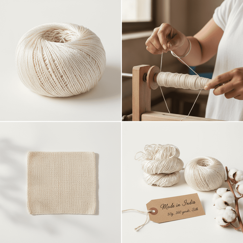 Knitsilk 3 Ply 100% Mulberry Silk Lace Weight Yarn | Perfect for Knitting & Crocheting and Weaving | Fine Quality Silk Yarn for Luxurious Creating Projects.(50Gm–260Yards, Ivory) (Pack of 5)