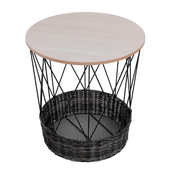 Wire Basket Table Wood Top
