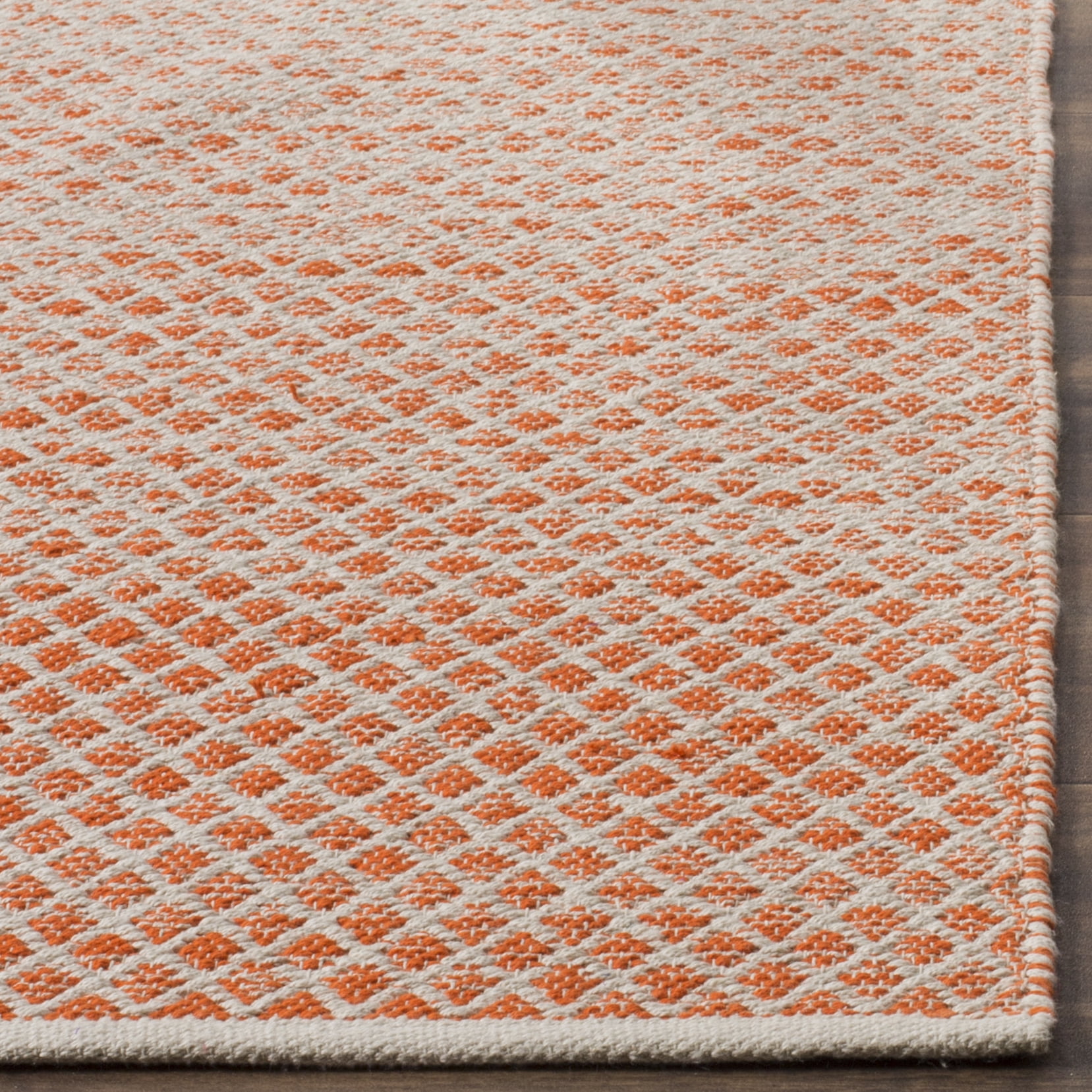 SAFAVIEH Montauk Vaughn Geometric Cotton Area Rug, Orange/Ivory, 6' x 6' Square