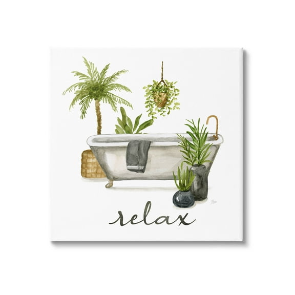 Stupell Industries Relax Tub Plants Arrangement Graphic Art Gallery Wrapped Canvas Print Wall Art, Design by Nan
