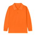 thumbnail image 4 of HUCOAE Boys Clothes 3T Boys Long Sleeve Boys' School Uniform Long Sleeve Polo Shirt, Button Closure, Comfortable Fabric B22 shirt Orange 3-4 Years, 4 of 5
