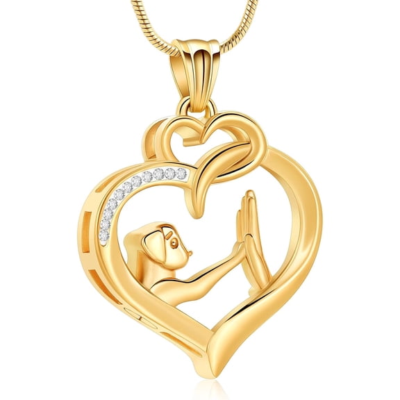 Heart Urn Necklace for Ashes for Pet Cremation Jewelry Stainless Steel Crystal-Embedded Memorial Keepsake Pendant for Dog Lovers