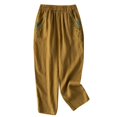 thumbnail image 5 of Knee Length Summer Casual Elastic Waisted Side Split Button Shorts with Pockets for Women Linen, 5 of 6