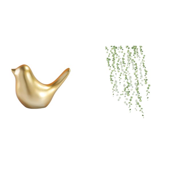 Figura de pájaros,Figura de pájaro dorado,decoración del hogar,estatua de animal,Adhesivo de pared,Pegatinas de pared de vides colgantes para dormitorio,Calcomanía de pared con hojas de