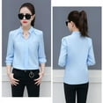 thumbnail image 3 of Fashion Women Sexy V-Neck Shirt Women OL Formal Long Sleeve Chiffon Blouse, 3 of 4
