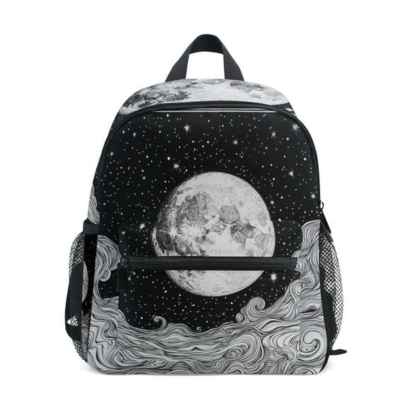 FORMRS School Backpack with Front Zippered Pocket 12" Student Travel Daypack, Black Moon