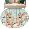 thumbnail image 6 of Easter Round Rug 7ft Washable Circle Rugs Non Slip Spring Rabbit Colorful Eggs Flowers Wooden Grain Large Area Rug Indoor Floor Carpet for Bedroom Kitchen Living Room Home Office Dining Room Nursery, 6 of 8