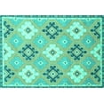 thumbnail image 1 of Ahgly Company Machine Washable Indoor Rectangle Abstract Turquoise Blue Modern Area Rugs, 6' x 9', 1 of 4