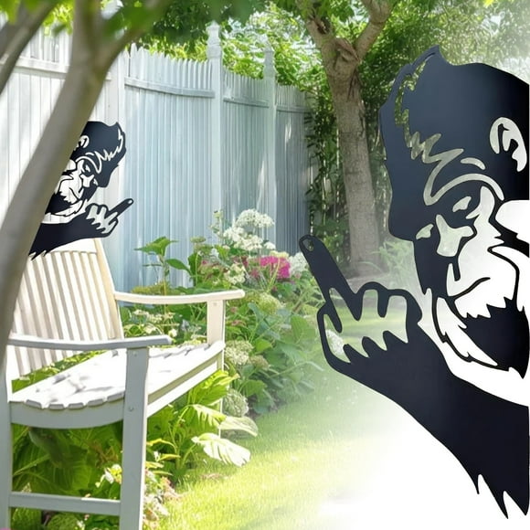 Middle Finger To Animal Metal Sign Art Middle Finger Peeking Around Sign Corner Tree Garden Fence Farmhouse Outdoor Home Color Solar Lights Small Yard Signs Cedar Raised Garden Bed Raised Planter Bed