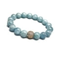 thumbnail image 3 of Natural Auqamarine 10mm Round Shape Smooth Cut Beads Stretchable Bracelet for Men & Women., 3 of 3