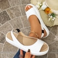 thumbnail image 2 of Rvasteizo Women Outdoor Shoes Solid Peep Toe Flat Heel Pull-On Lightweight Summer Casual Daily Wear, 2 of 5