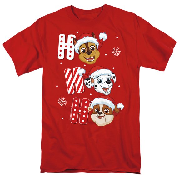 Paw Patrol Chase Marshall Rubble Christmas Santa Hats Unisex Adult T Shirt, Red, 4X-Large