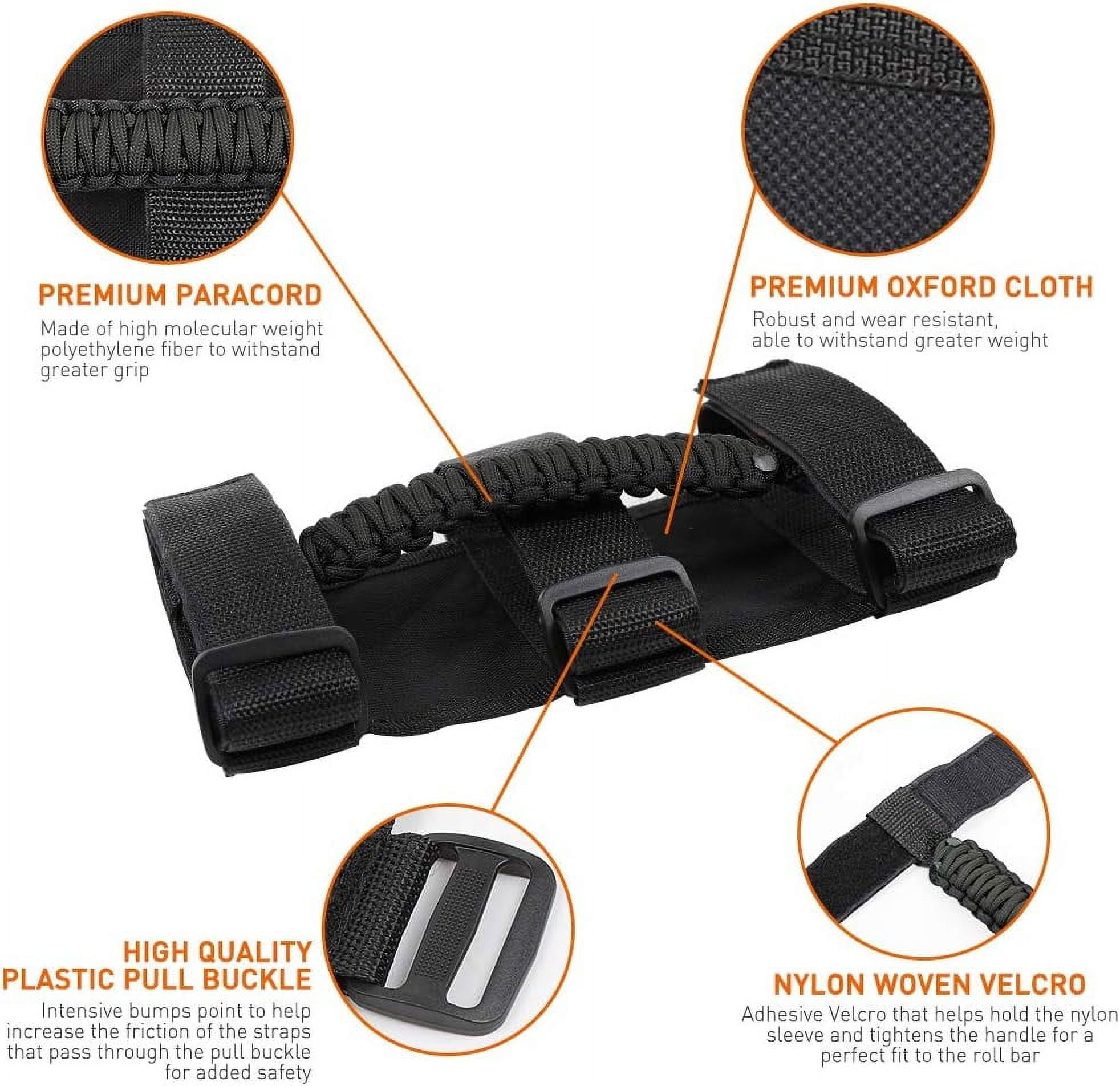 4 x Roll Bar Grab Handles Grip Handle for Jeep Wrangler YJ TJ JK JL & Gladiator JT 1955-2023, Interior Accessories, Black